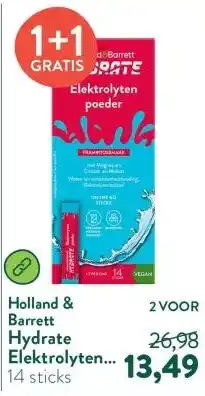 Holland & Barrett Hydrate Elektrolytenpoeder Framboossmaak - 14 sticks aanbieding