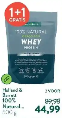 Holland & Barrett 100% Natural Grass-Fed Whey Protein Unflavoured aanbieding