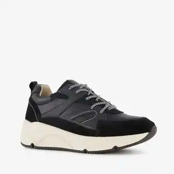 Scapino Hush Puppies leren dames sneakers zwart aanbieding