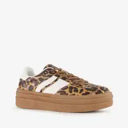 Scapino Blue Box dames sneakers met plateauzool en panterprint bruin aanbieding