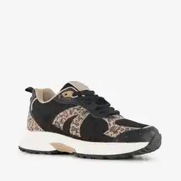 Scapino Blue Box meisjes sneakers met panterprint details zwart bruin aanbieding