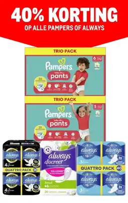Makro Op alle pampers of always aanbieding