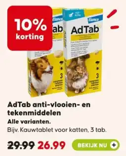 Pets Place AdTab anti-vlooien en tekenmiddelen aanbieding