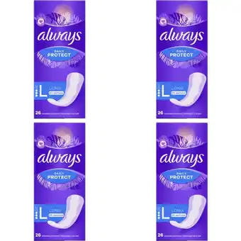 Albert Heijn Always Dailies Protect Long 0% 4-pack aanbieding