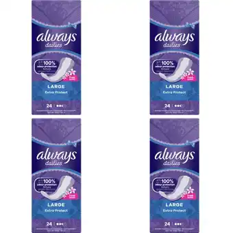 Albert Heijn Always Dailies Protect Long Fresh 4-pack aanbieding
