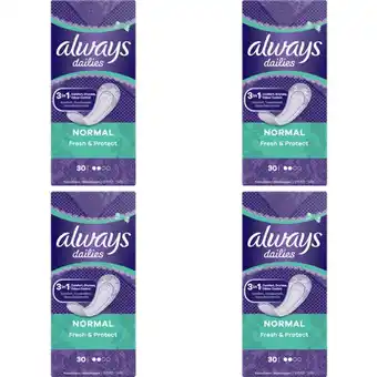 Albert Heijn Always Dailies Fresh Normal 0% 4-pack aanbieding