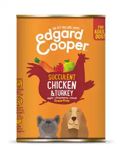Pets Place Edgard&Cooper Blik Chicken Turkey Adult - Hondenvoer - Kip Kalkoen Aardbei 400 g Graanvrij aanbieding