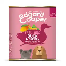 Pets Place Edgard&Cooper Blik Duck Chicken Puppy - Hondenvoer - Eend Kip Banaan 400 g Graanvrij aanbieding