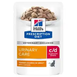 Pets Place Hill's Prescription Diet C/D Urinary Stress Urinary Care Maaltijdzakjes - Kattenvoer - Kip 12x85 g aanbieding