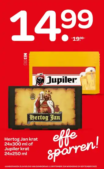 Spar Hertog Jan krat of Jupiler aanbieding