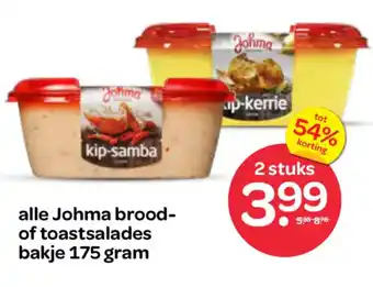 Spar alle Johma brood- of toastsalades aanbieding