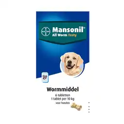 Pets Place Mansonil All Worm Tasty Bone - Anti wormenmiddel - 6 tab Vanaf 2.5 Kg. 1 Tab Per 10 Kg aanbieding
