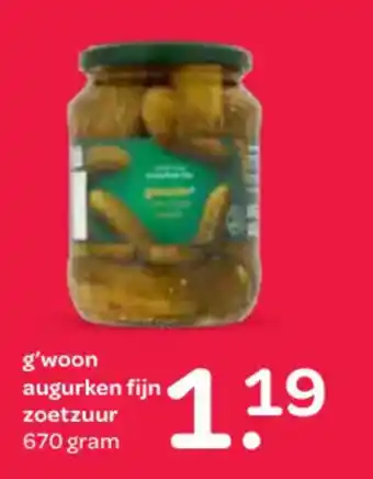 Spar G'woon augurken fijn zoetzuur aanbieding