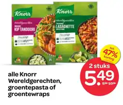 Spar Alle Knorr Wereldgerechten, groentepasta of groentewraps aanbieding