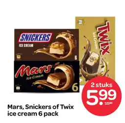 Spar Mars, Snickers of Twix ice cream 6 pack aanbieding