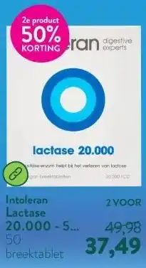 Holland & Barrett Lactase 20.000 - 50 breektabletten aanbieding