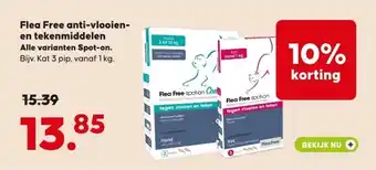 Pets Place Flea Free anti-vlooien- en tekenmiddelen Alle varianten Spot-on. aanbieding