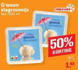 Coop G'woon slagroomijs aanbieding