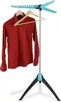 Bol.com wasrek inklapbaar - 3 armen - voor kledinghangers - droogrek - 128 x 565 cm - zilver-turkoois aanbieding