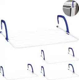 Bol.com Relaxdays 4 x hangdroogrek - droogrek hangend - camping - balkon - 48 m drooglengte aanbieding
