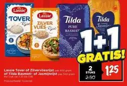 Vomar Voordeelmarkt Lassie Tover of Zilvervliesrijst of Tilda Basmati- of Jasmijnrijst aanbieding