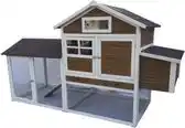 Welkoop Villa Multi - Kippenhok met ren - Wit/bruin - 236x90x133 cm aanbieding