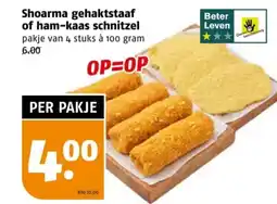 Poiesz Shoarma gehaktstaaf of ham kaas schnitzel aanbieding