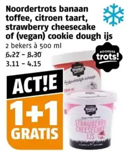 Poiesz Noordertrots banaan toffee, citroen taart, strawberry cheesecake of (vegan) cookie dough ijs aanbieding
