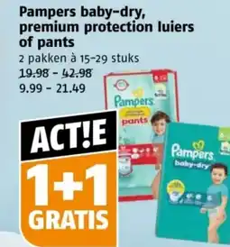 Poiesz Pampers baby-dry, premium protection luiers of pants aanbieding