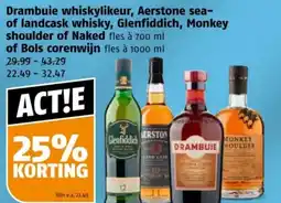 Poiesz Drambuie whiskylikeur, Aerstone sea- of landcask whisky, Glenfiddich, Monkey shoulder of Naked of Bols corenwijn aanbieding