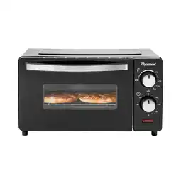 Amazon Bestron Grill Bakoven met boven- en onderwarmte, mini oven met 9 L, 800W, rvs / zwart aanbieding