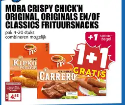 De Boerenschuur Mora crispy chick'n original, originals en/of classics frituursnacks aanbieding
