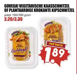 De Boerenschuur Govega! vegetarische kaasschnitzel of plantaardige krokante kipschnitzel aanbieding