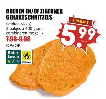 De Boerenschuur Boeren en/of zigeuner gehaktschnitzels aanbieding