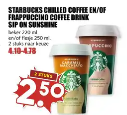 De Boerenschuur Starbucks chilled coffee en of frappuccino coffee drink sip on sunshine aanbieding