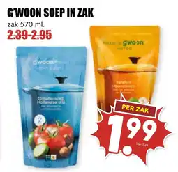 De Boerenschuur G'woon soep in zak aanbieding