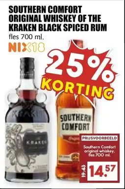 De Boerenschuur Southern comfort original whiskey of the kraken black spiced rum aanbieding