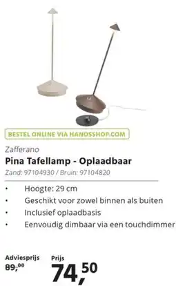 HANOS Pina Tafellamp - Oplaadbaar aanbieding