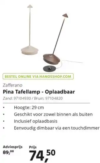 HANOS Pina Tafellamp - Oplaadbaar aanbieding