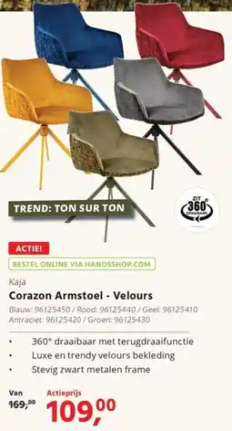 HANOS Corazon Armstoel - Velours aanbieding