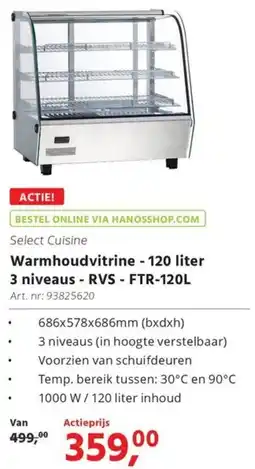 HANOS Warmhoudvitrine - 120 liter 3 niveaus - RVS - FTR-120L aanbieding