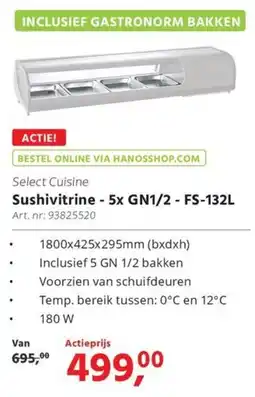 HANOS Sushivitrine - 5x GN1/2 - FS-132L aanbieding