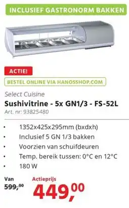HANOS Sushivitrine - 5x GN1/3 - FS-52L aanbieding
