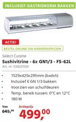 HANOS Sushivitrine - 6x GN1/3 - FS-62L aanbieding