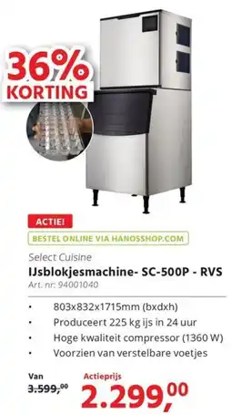 HANOS IJsblokjesmachine- SC-500P - RVS aanbieding