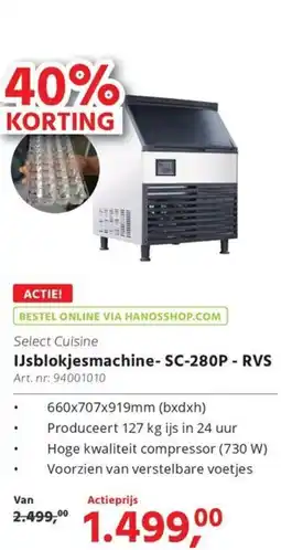 HANOS IJsblokjesmachine- SC-280P - RVS aanbieding