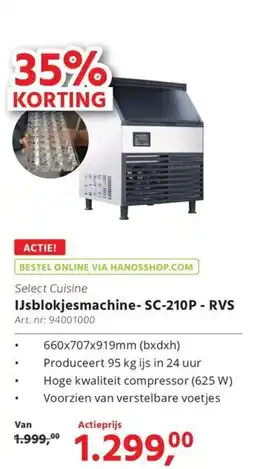 HANOS IJsblokjesmachine- SC-210P - RVS aanbieding