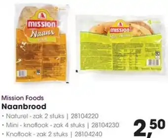 HANOS Mission Foods Naanbrood aanbieding