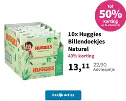 Plein.nl 10x Huggies Billendoekjes Natural aanbieding