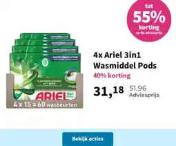 Plein.nl 4x Ariel 3in1 Wasmiddel Pods aanbieding